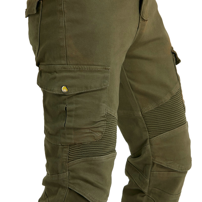 Picture of New Motorcycle Pants, Four-Season Casual Pants, Slim Black Cargo Pants, Motorcycle Cycling Jeans, Men's Multi-Bag