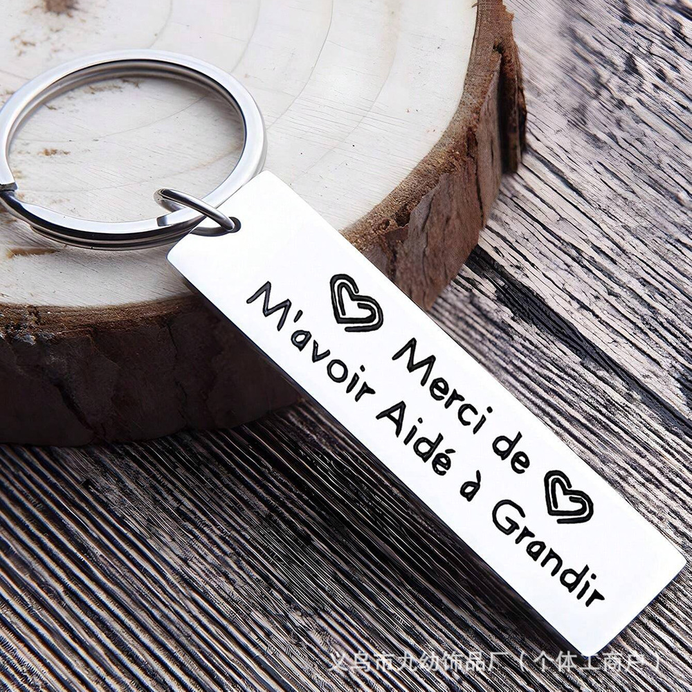 Picture of Customized German Russian Spanish Stainless Steel Keychain Commemorative Blessing Colleagues Keychain Can be customized with graphics and text