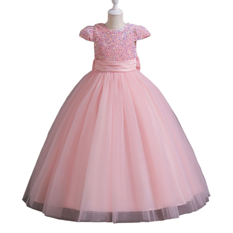 Cross-border Girls' Dress New Arrival European and American Flower Girl Puffy Yarn Princess Dress Girl Piano Performance Banquet Evening Dress