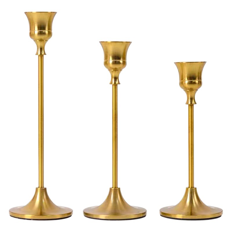 Picture of Cross-border European Retro Brass Candle Holder Romantic Christmas Candle Dinner Ornaments Wedding Props Candle Holder Bottom