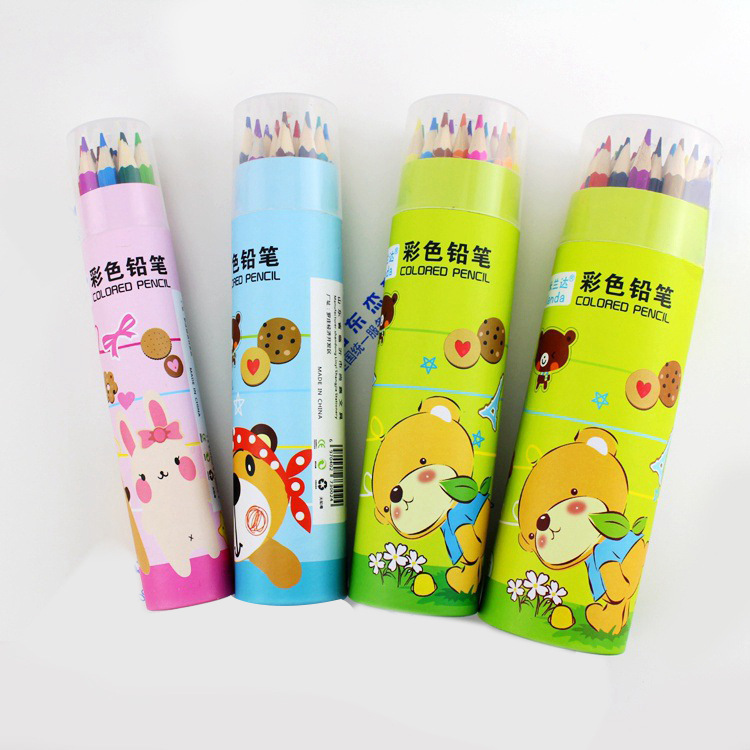 Wholesale color pencil color pencil brush 12 color 18 24 36 48 color cartoon barrel color lead