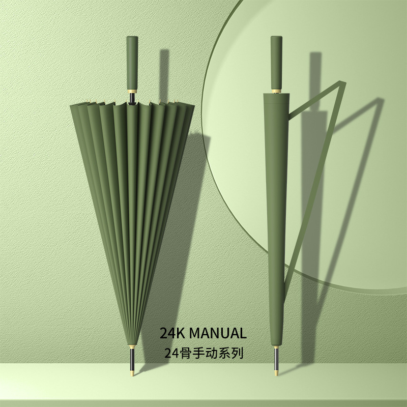Picture of 24-bone umbrella automatic umbrella large oversized factory large wholesale straight rod long handle umbrella sunny and rainy dual-use printed logo