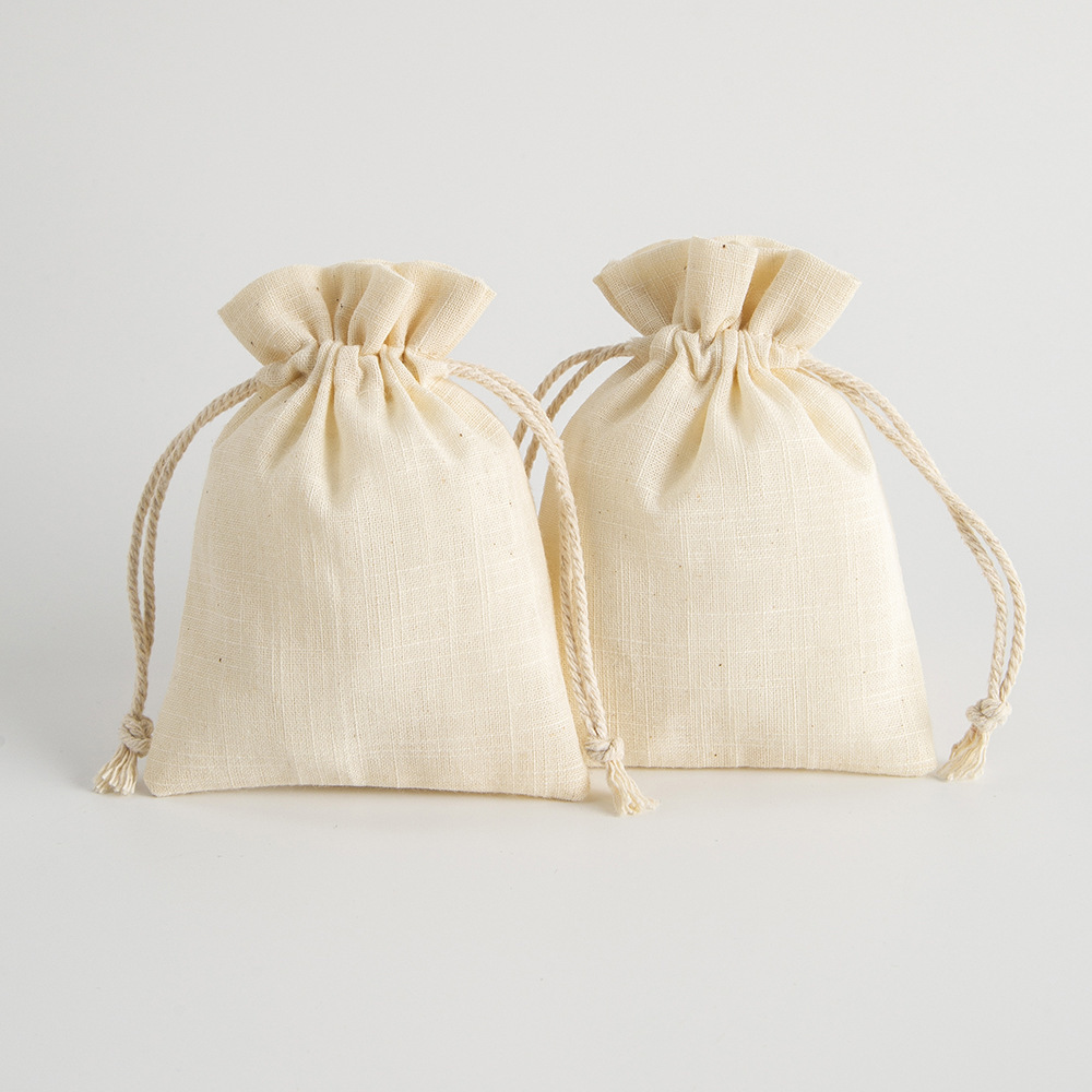 Factory wholesale natural bamboo cotton bundle pocket text play plate string protection bag rice wheat packaging bag cotton bag