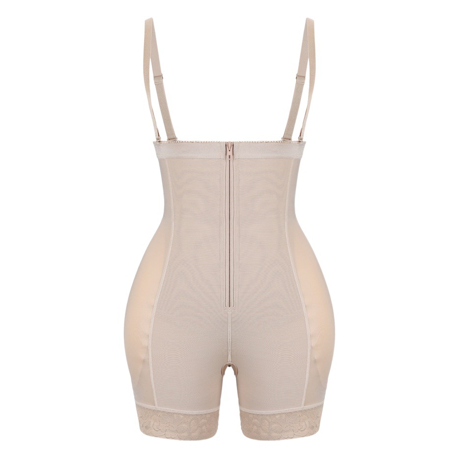 One-Piece Shapewear with Zipper and Snap Buttons, Waist-Cinching and Hip-Enhancing Padded Bodysuit, Sexy Body-Shaping Tummy Control Pants, Butt-Lifting Pants