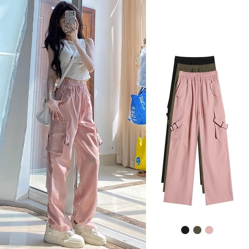 Summer High Waist Slimming Slimming Thin Crowd Pants Female Students Wide Leg Narrow Casual American Quick-drying Sports Pants