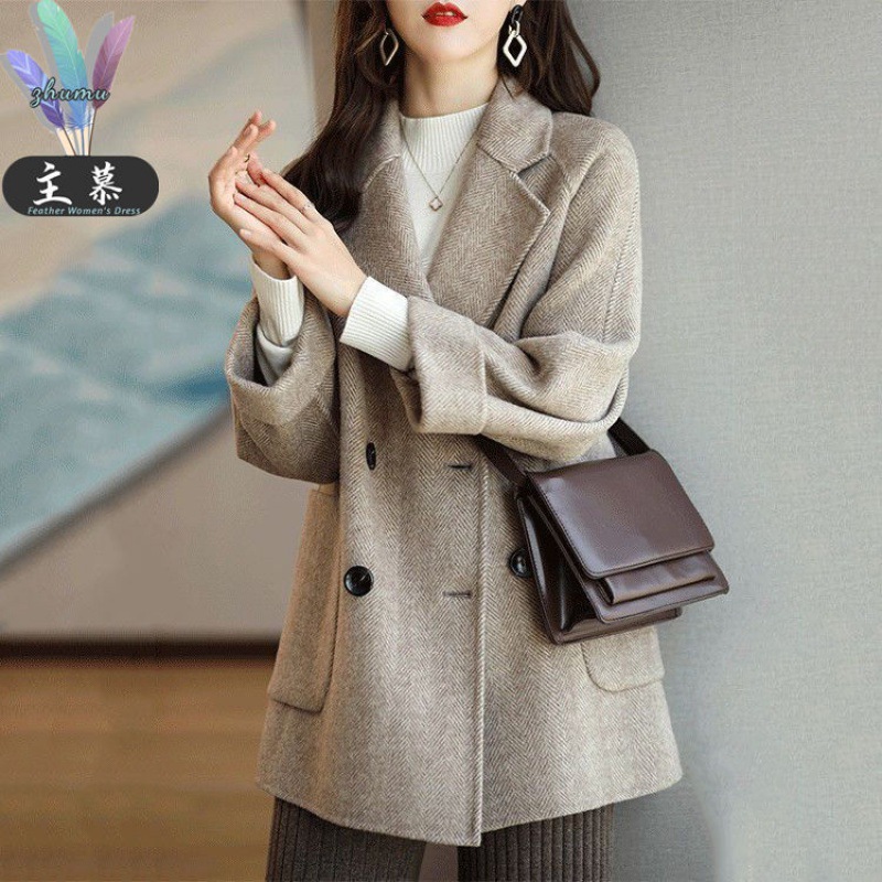 Picture of 2023 autumn and winter New Fashion Korean style casual slimming Western style all-match herringbone woolen overcoat fashionable coat