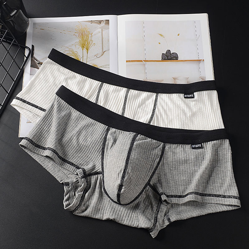 Fashionable Boxer Briefs with Personalized Design, Threaded Sweat-Absorbent and Breathable Single-Layer Men's U-Convex Boxer Briefs, New Export Underwear