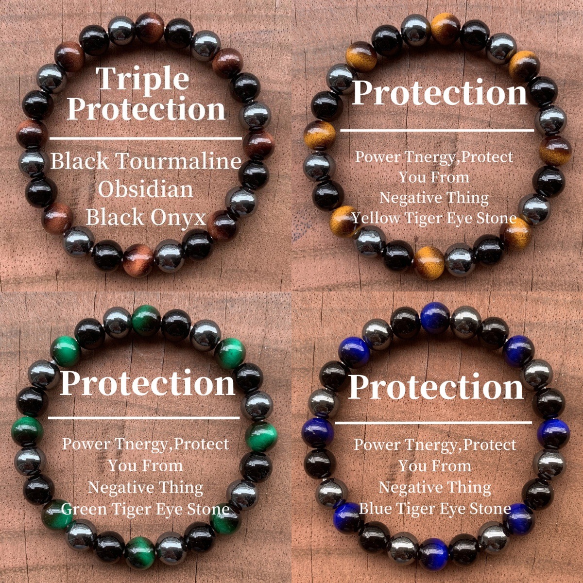 Temu Natural Stone Bracelet Protective Bracelet Green Tiger Eye Blue Tiger Eye Red Tiger Eye Yellow Tiger Eye Beaded Bracelet