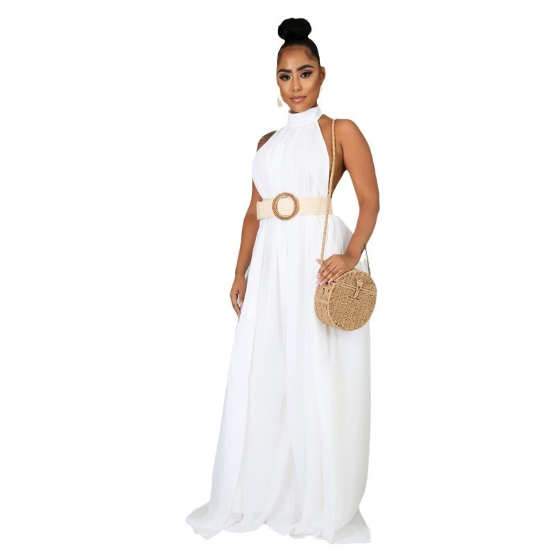 Picture of Chiffon Loose Wide-Leg Jumpsuit Chiffon Backless Sleeveless Halter Loose Jumpsuit for Women