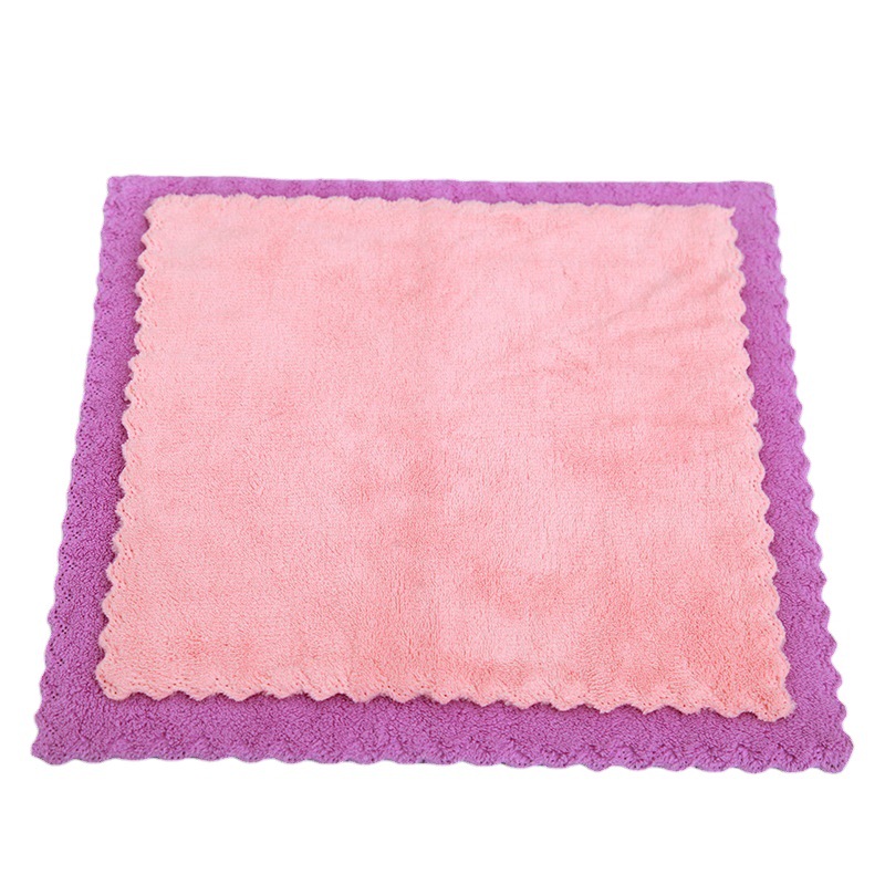 Coral Velvet Square Towel, Kitchen Cleaning Towel, Multi-Purpose Towel, Rag, Small Children's Absorbent Face Wash Towel, Absorbent and Quick-Drying Hand Towel