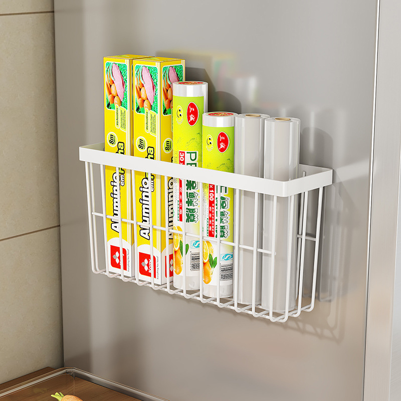 Refrigerator storage rack side storage kitchen household multi-functional side seasoning rack punch-free hanging basket storage basket