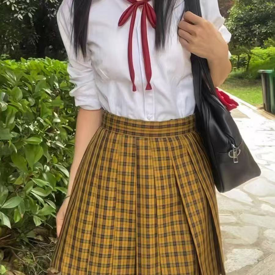 Picture of New JK Uniform suit Wholesale Pepper Plaid Skirt Campus College Plaid Pleated Skirt Sweet Half Skirt