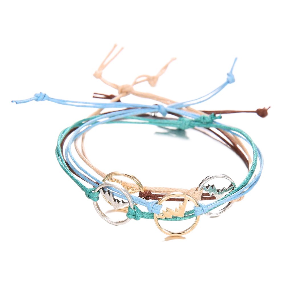 Bohemian Retro Braided Colorful Mountain Charm Hand Jewelry Set Women's New Fashion Rope Chain Bracelet 4-Piece Set