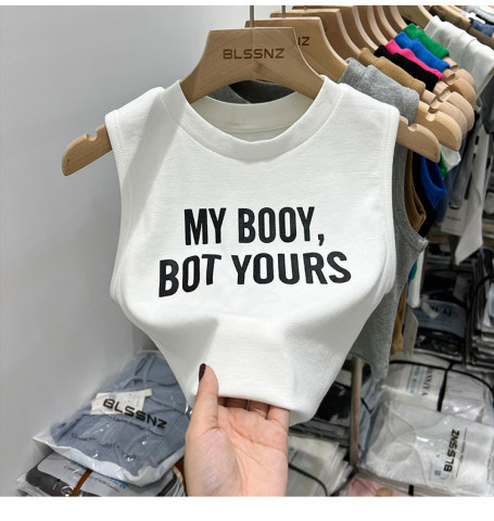 2023 New American Style Spice Girls Sleeveless Vest Women's Slim-fit Slimming Summer All-match Short Design Threaded Top