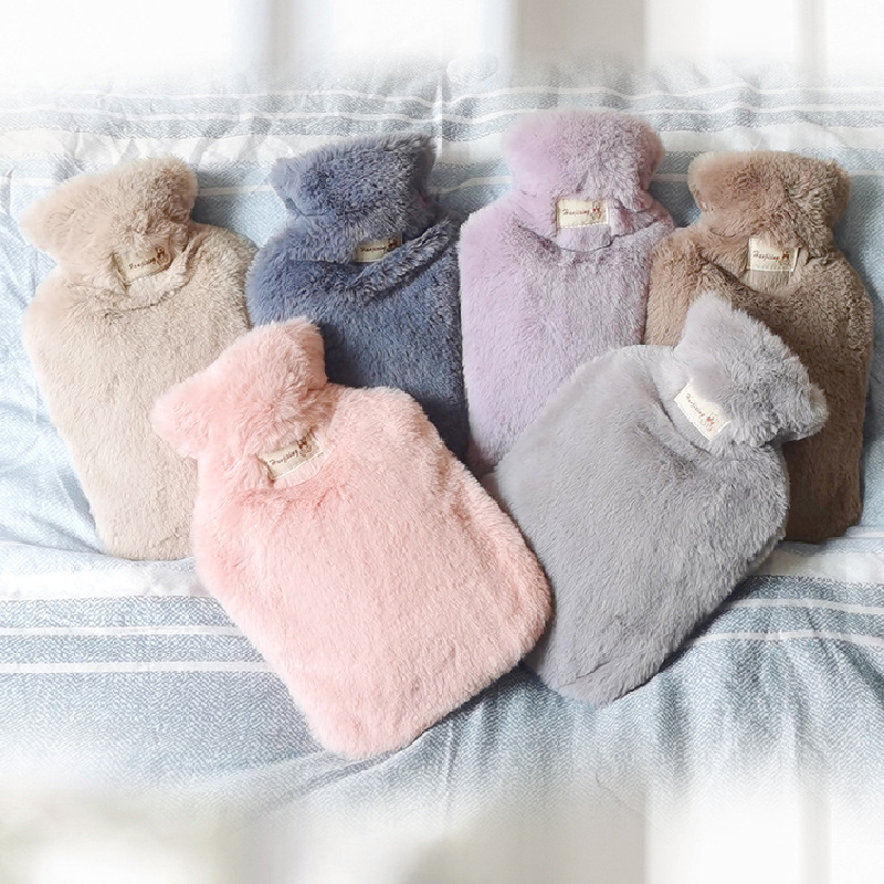 Picture of Cross-Border Spot Logo Thickeneded Plush Cloth Cover Hand Warmer Bag Hot Water Bag Filled with Water Hot Water Bag Hand Warmer Pvc