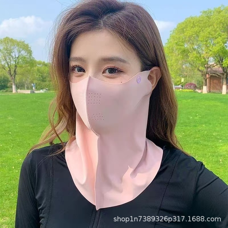 Picture of Summer Sunscreen Mask Men's Ice Silk Neck Protection Mask Thin Breathable Cycling Black Tide Mountain Climbing Fishing Sunshade Women