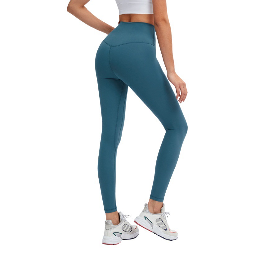 European and American New T-Line Invisible Yoga Pants Double-Sided Scrub Tight Peach Hip High Waist Cropped Pants for Women