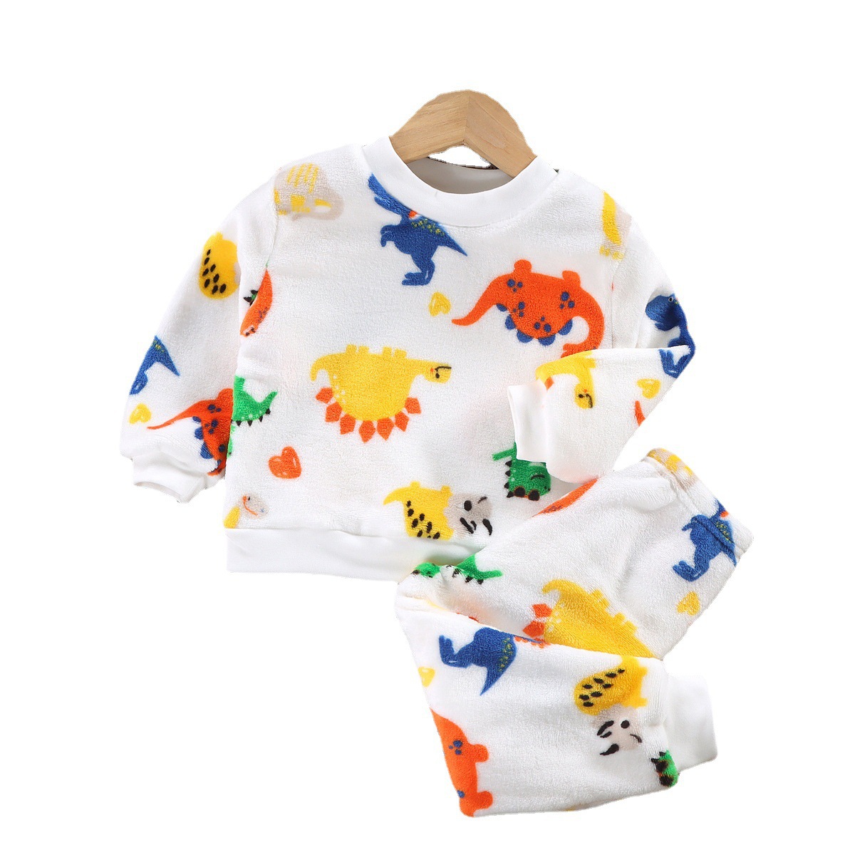 Picture of Children's Autumn and Winter Warm Flannel Suit, Quilted and Thickeneded Home Clothes, Autumn Clothes and Long Trousers, Boys and Girls Intimates Set