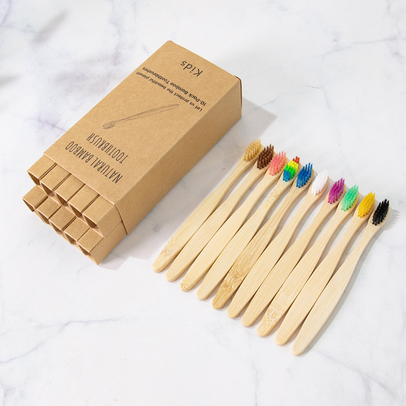 Picture of Children and Adults Disposable 10-Pack 4-Pack Toothbrushes Hotel Bamboo Charcoal Hard Bristles Soft Bristles Bamboo Portable Eco-Friendly Material