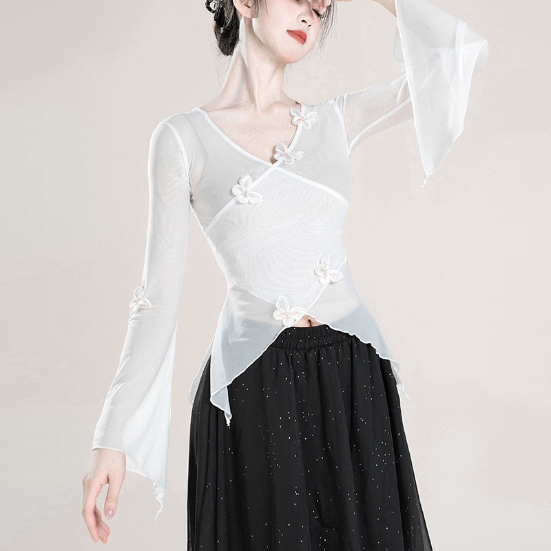 Picture of Classical Dance Costume Butterfly Mesh Body Rhyme Gauze Costume Chinese Dance Folk Dance Practice Costume Art Test Body Jacket Women