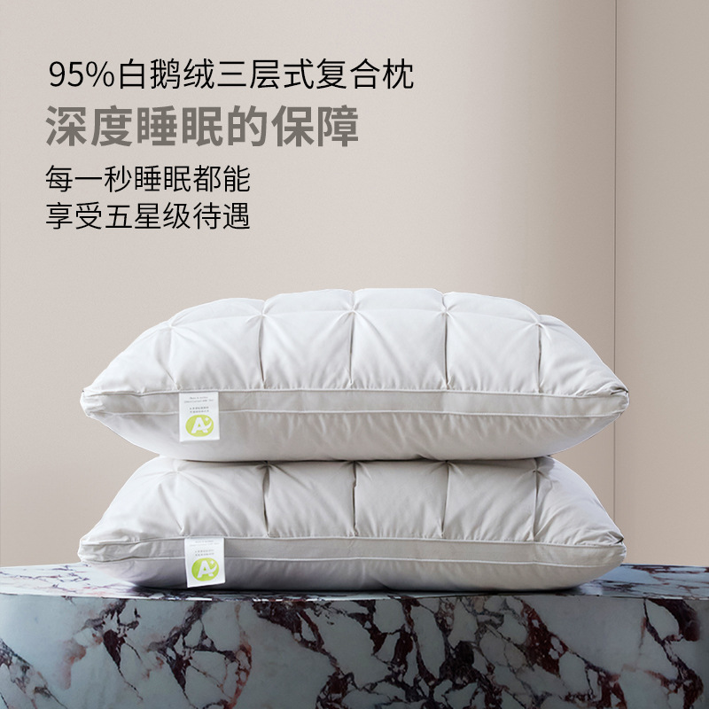 95 White Goose Down genuine goods Rectangular Five-star Hotel Pillow Core Homestay Cervical Spine Protection Home Cotton Pillow Down Pillow