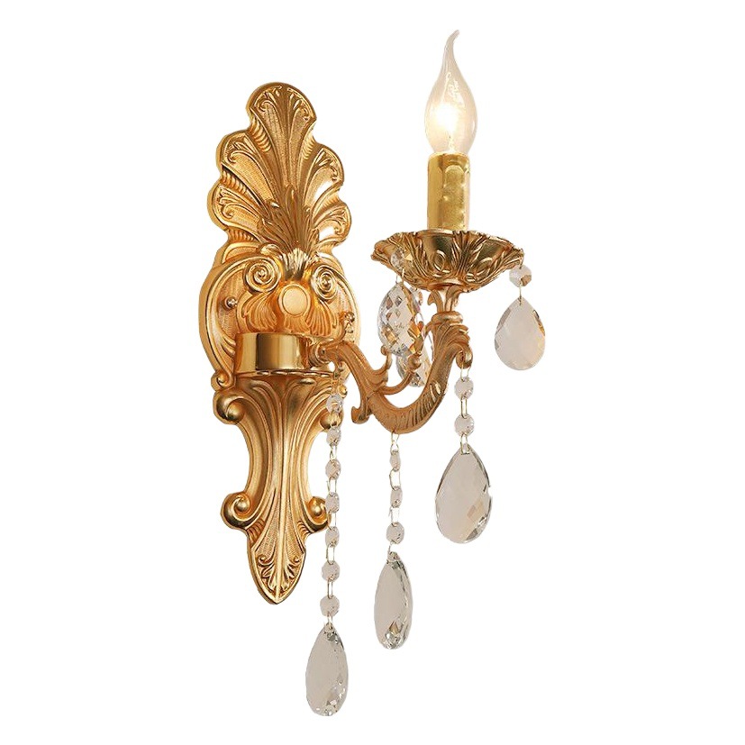 European-style zinc alloy wall lamp dining room living room golden crystal wall lamp villa hotel corridor decorative wall lamp
