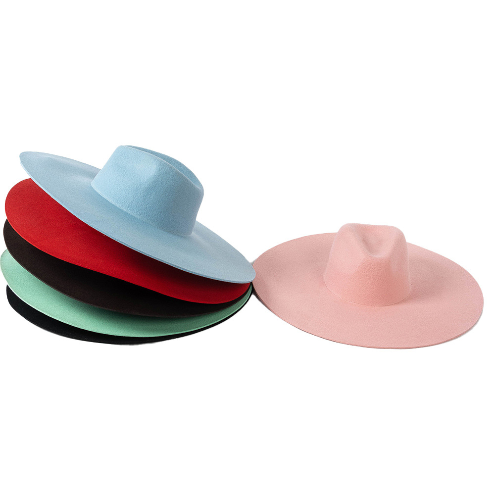 European and American Autumn and Winter New Retro Wool Big Brim Jazz Hat Simple Fashion Stage Modeling Great Edge British Top Hat