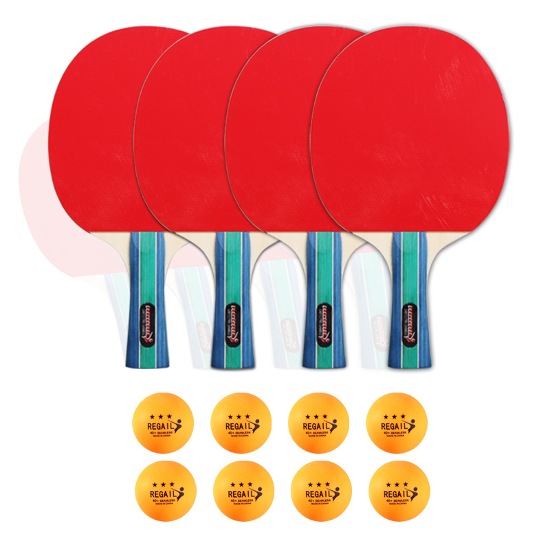Picture of Cross-border hot sale Regail table tennis racket suit 4 8 ball table tennis racket horizontal racket straight color