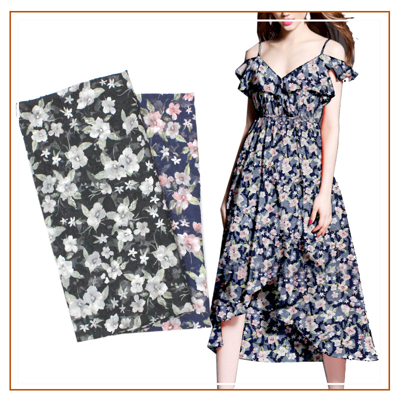 Chiffon Jacquard Floral Cut Printed Cloth dress Gown Performance Dress Hanfu Print New Fabric