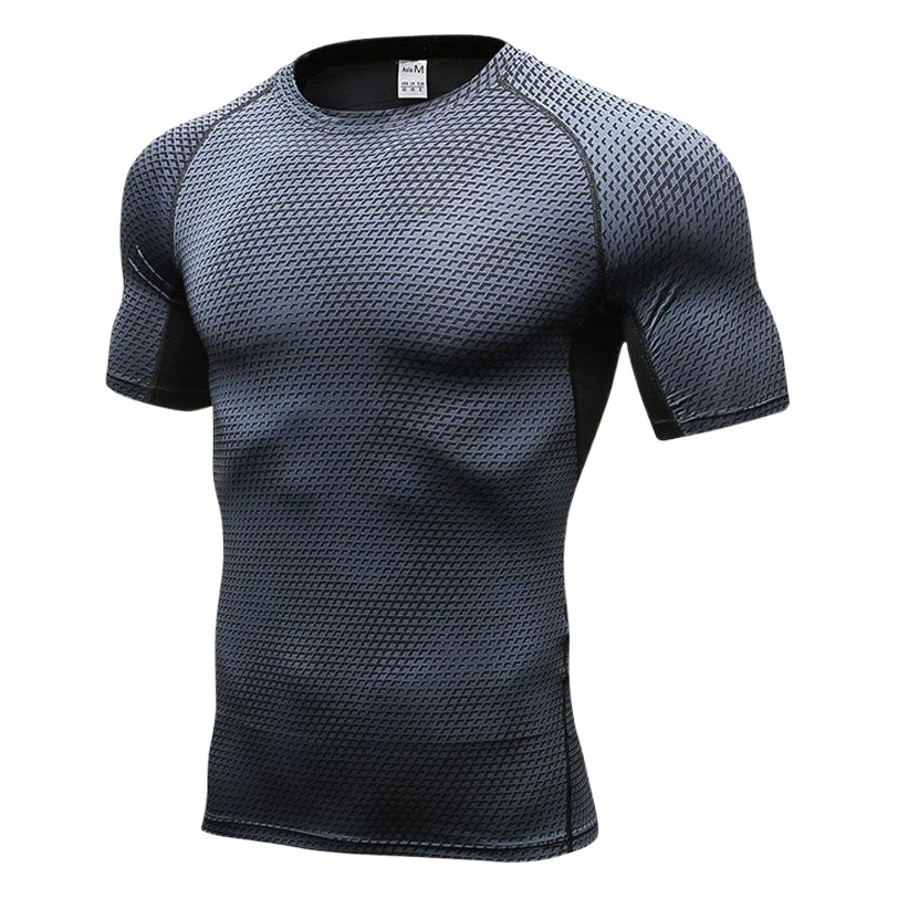 Men's 3D Stereo Printed Fitness Running Training Short-Sleeved Amazon Tight Elastic Sweat-Wicking Quick-Drying Clothing 4023