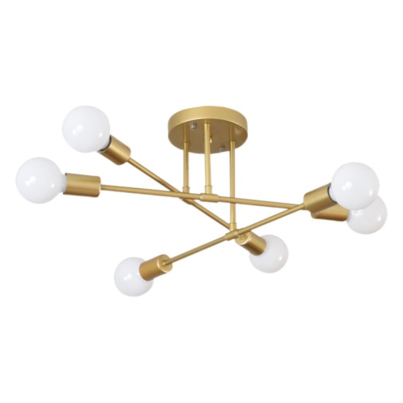 Cross-border Amazon Nordic Living Room Ceiling Lamp Simple Bedroom Dining Room Study Creative Industrial Style Iron Chandelier