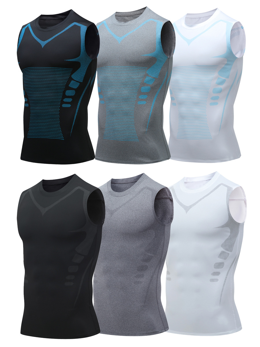 Men's Sports Vest Men's Fitness Quick-Drying Breathable Hurdle Slim Fit Sleeveless Tight Training Elastic Vest Summer