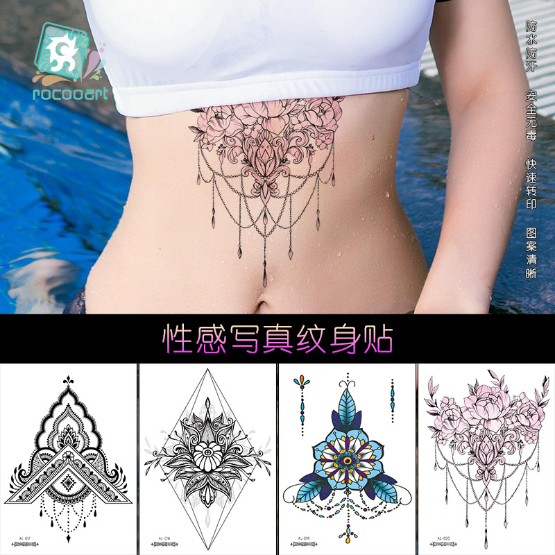 Picture of Cross-border New Waterproof Chest Tattoo Sticker Original Big Figure Sexy Flower Arm Tattoo Sticker Disposable Tattoo Sticker