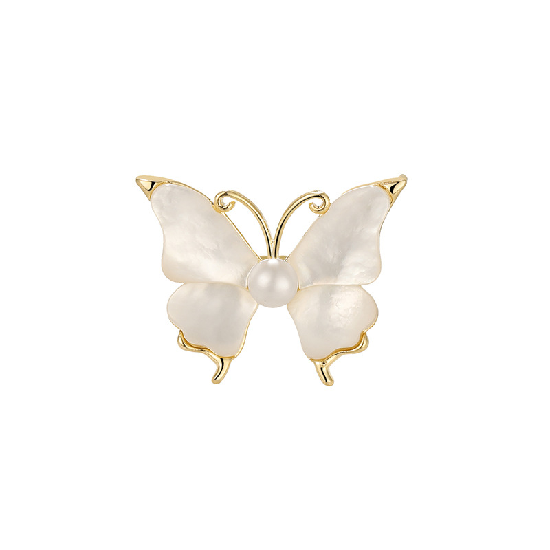 Picture of Qianzu Silver Jingdong Explosions High Quality Supply Net Natural Seawater Shell Butterfly Brooch DIY Empty Holder Pin