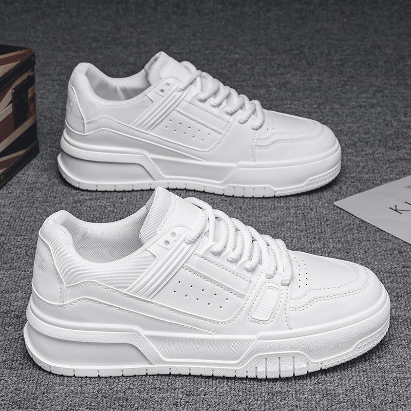 Men's Shoes Spring and Autumn Niche Design All-match Casual Pure Black Sneakers Youth Sports Thick Sole Increased Bread Fashion Shoes