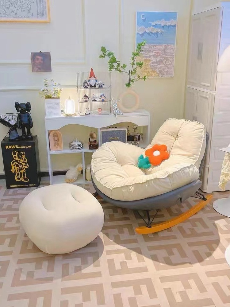 Simple Modern Rocking Chair Internet Celebrity Living Room Balcony Lazy Lounge Chair Leisure Chair Light Luxury Single Sofa Lunch Break Chair