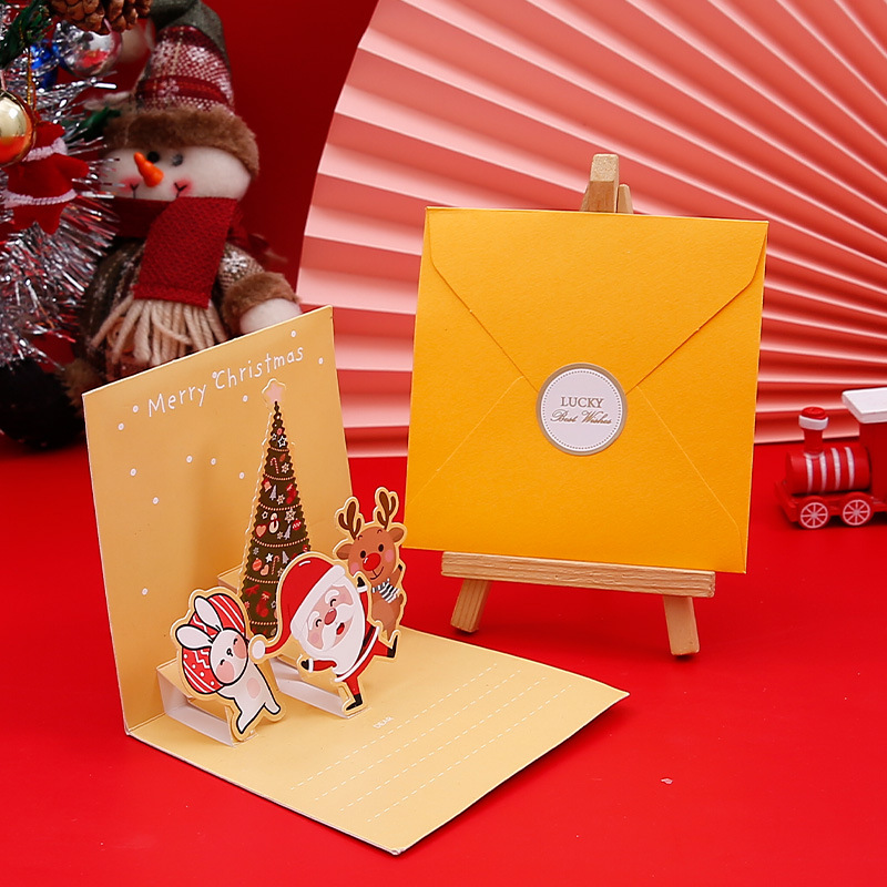 Picture of Amazon Stereo Christmas Greeting Card Creative Christmas Eve Message Holiday Card Gift Folding Card Set