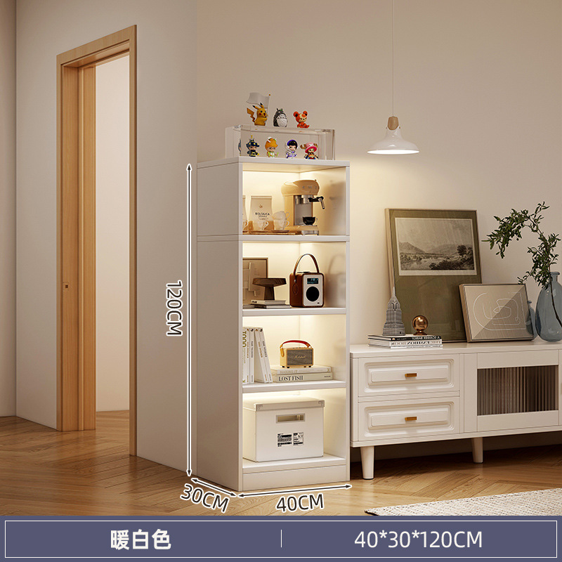 Picture of Bookshelf floor-standing storage rack against the wall next to the TV cabinet, storage cabinet for living room multi-layer household with narrow gap corner books