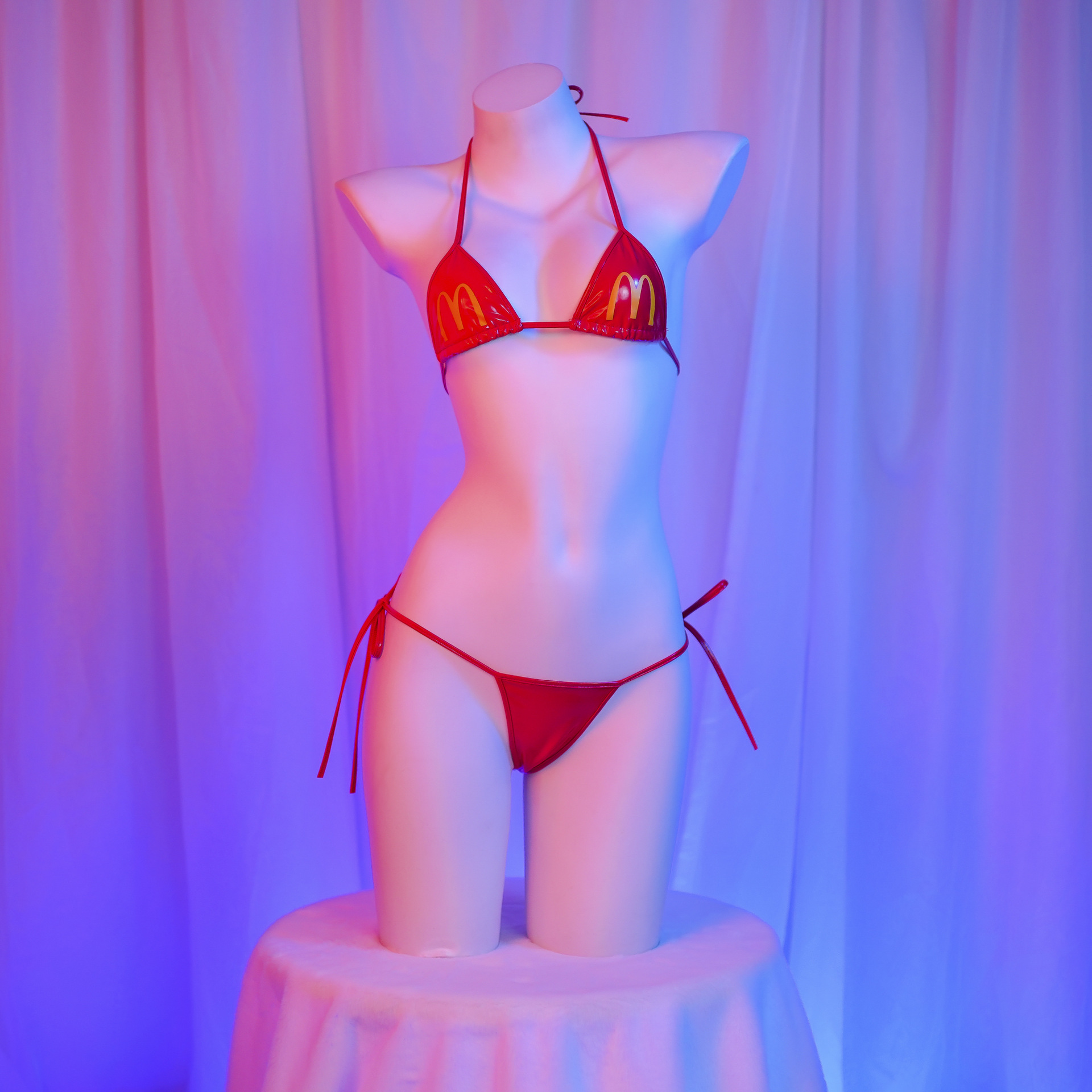Sexy Three-Point Patent Leather Strap Bikini Gold Arch M Printed Underwear Secondary Sexy Underwear 145-A