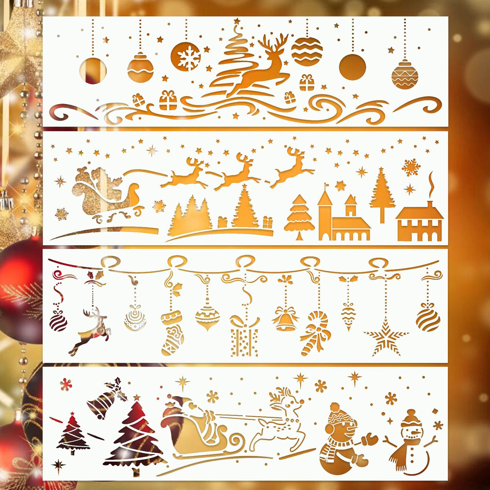 Cross-Border New Painting Template Pet Christmas Theme Cut Out Painted DIY Hand-Painted Graffiti Spray Pattern Painting Mold