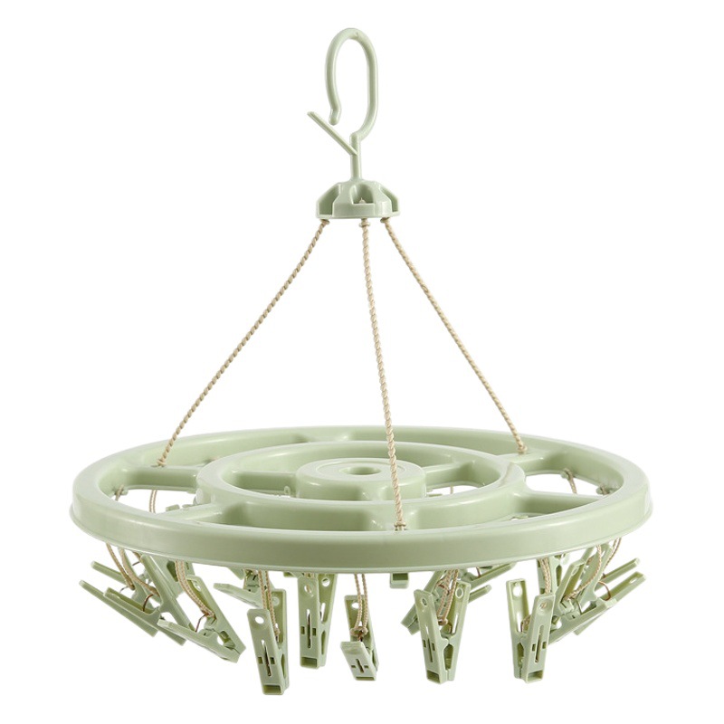 Multi-functional round socks clip windproof hanging hanger multi-clip drying rack household plastic clothes 24 clip drying rack