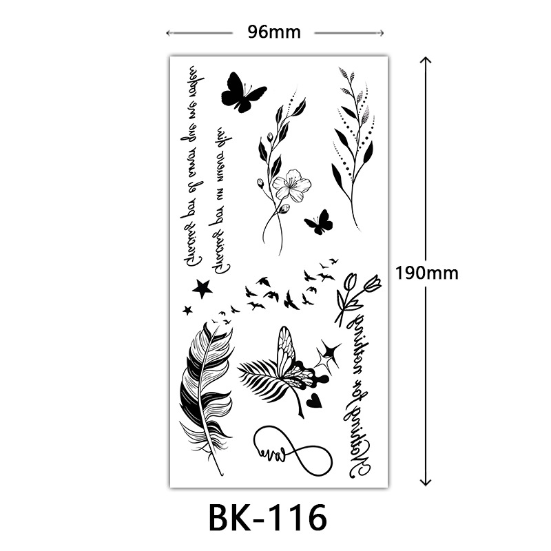 Picture of Cross-Border Supply of Sketch Flower Tattoo Stickers, Sketch Tattoo Stickers, Rose Flower Black and White Flower Tattoo