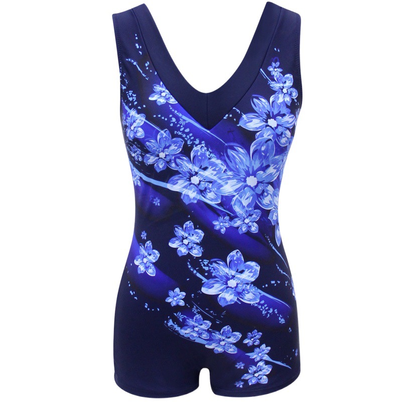 Hot Spring Swimming Suit Women's Siamese Training for Middle-aged and Elderly Mothers Large Size Slimming Flat Angle Conservative Diving Sports Swimsuit