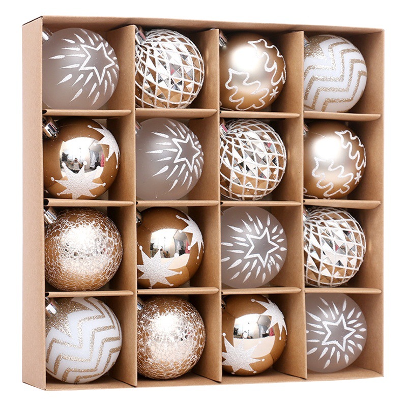 Cross-border New Product Champagne Gold White Painted Christmas Ball suit Christmas Tree Decoration Pendant Home Party Decoration