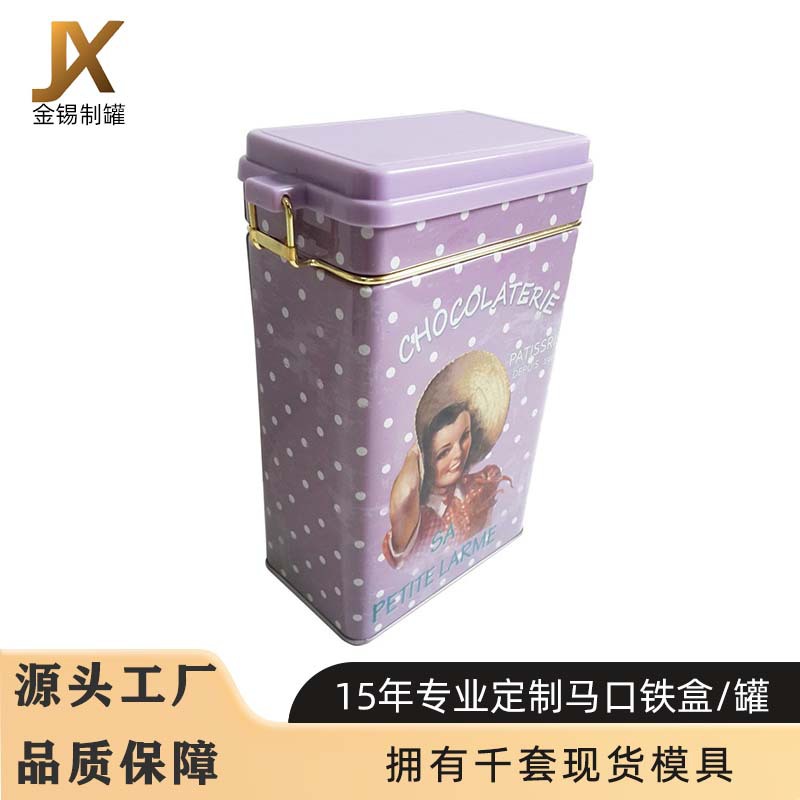 Iron Box Manufacturer Customized Slide Buckle Rectangular Iron Can Tinplate Box Plastic Lid Sealed Frosted Packaging Gift Iron Box