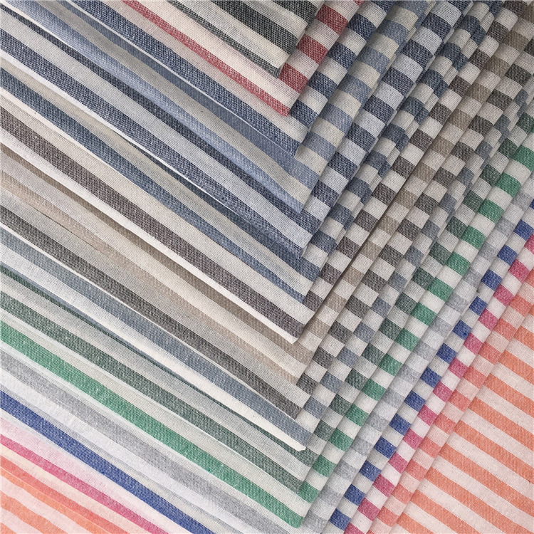 Spot supply wide stripe yarn-dyed fabric 21s polyester cotton plain stripe fabric luggage shoes and hats crafts fabric
