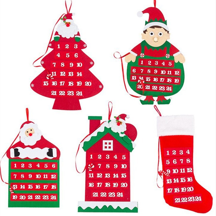 Wholesale Christmas tree felt calendar Christmas gift pendant felt diy Christmas decoration Christmas tree