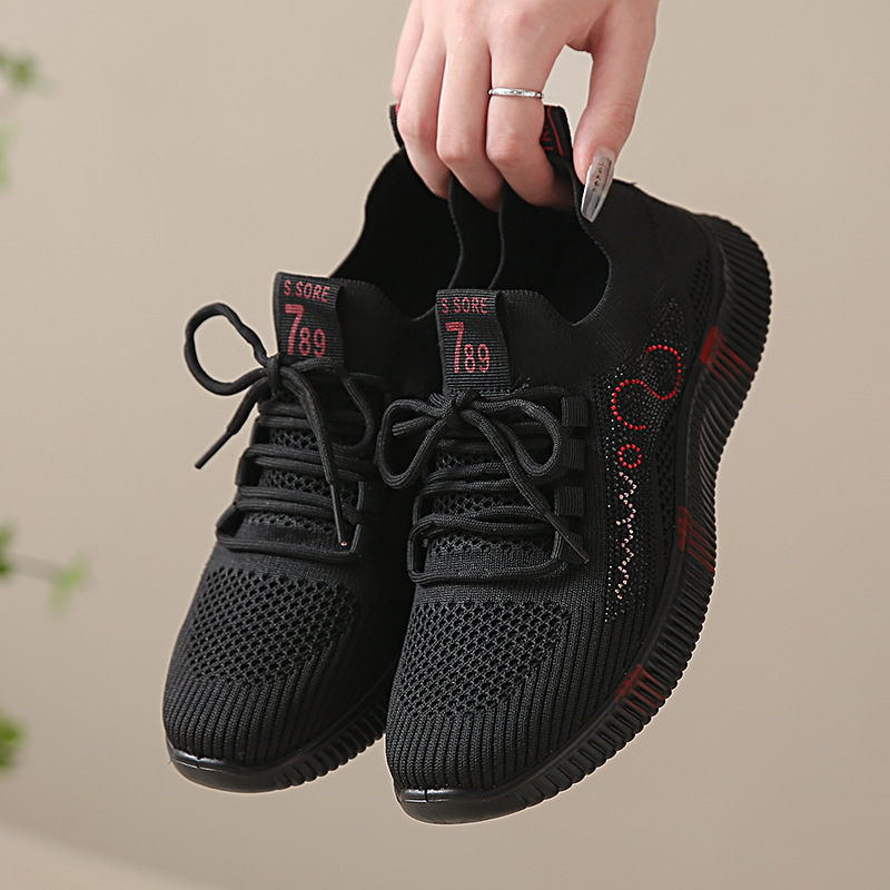 Middle-Aged and Elderly Mothers' Shoes, Sports Shoes, Women's Shoes, New Spring and Summer Fitness Lightweight Mesh Breathable Coconut Soft-Soled Running Shoes