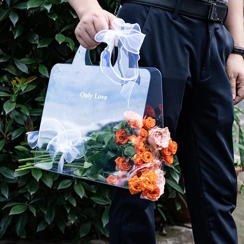 Factory Supply Thickened PVC Flower Gift Box Mother's Day Valentine's Day Universal New High Permeable Tote Bag