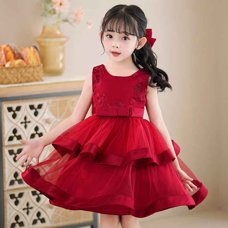 Picture of Foreign Trade Hot-selling Princess Dress Summer Girls' High-end Trailing dress Shaped Yarn Dress Flower Girl's Show Costumes